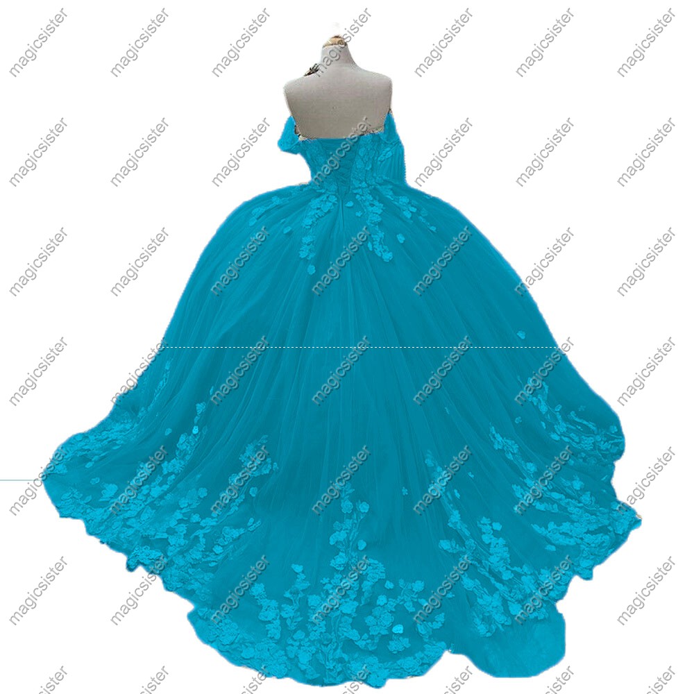 Factory wholesale 3D flower backless quinceanera dress