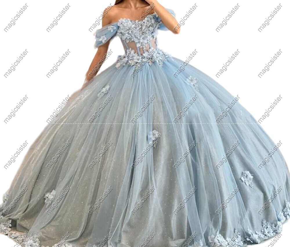 Factory wholesale off shoulder lace applique quinceanera dress