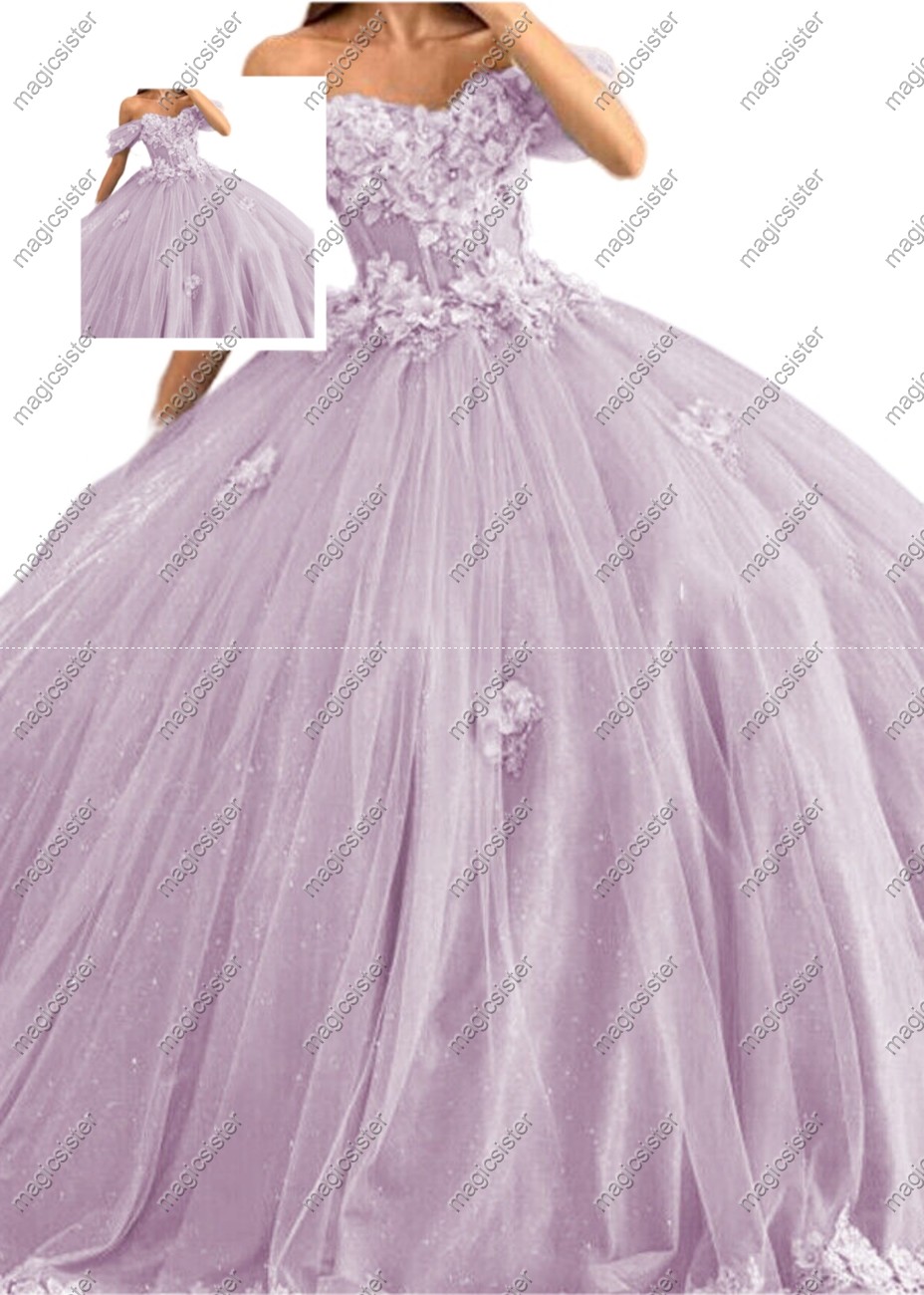 Factory wholesale off shoulder lace applique quinceanera dress