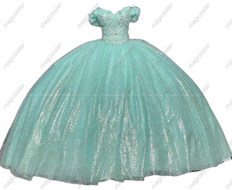 Sage Luxury Unique Glitter Quinceanera Dresses