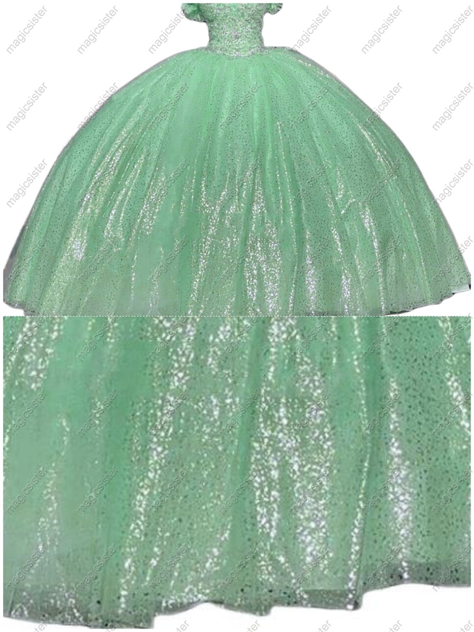 Sage Luxury Unique Glitter Quinceanera Dresses