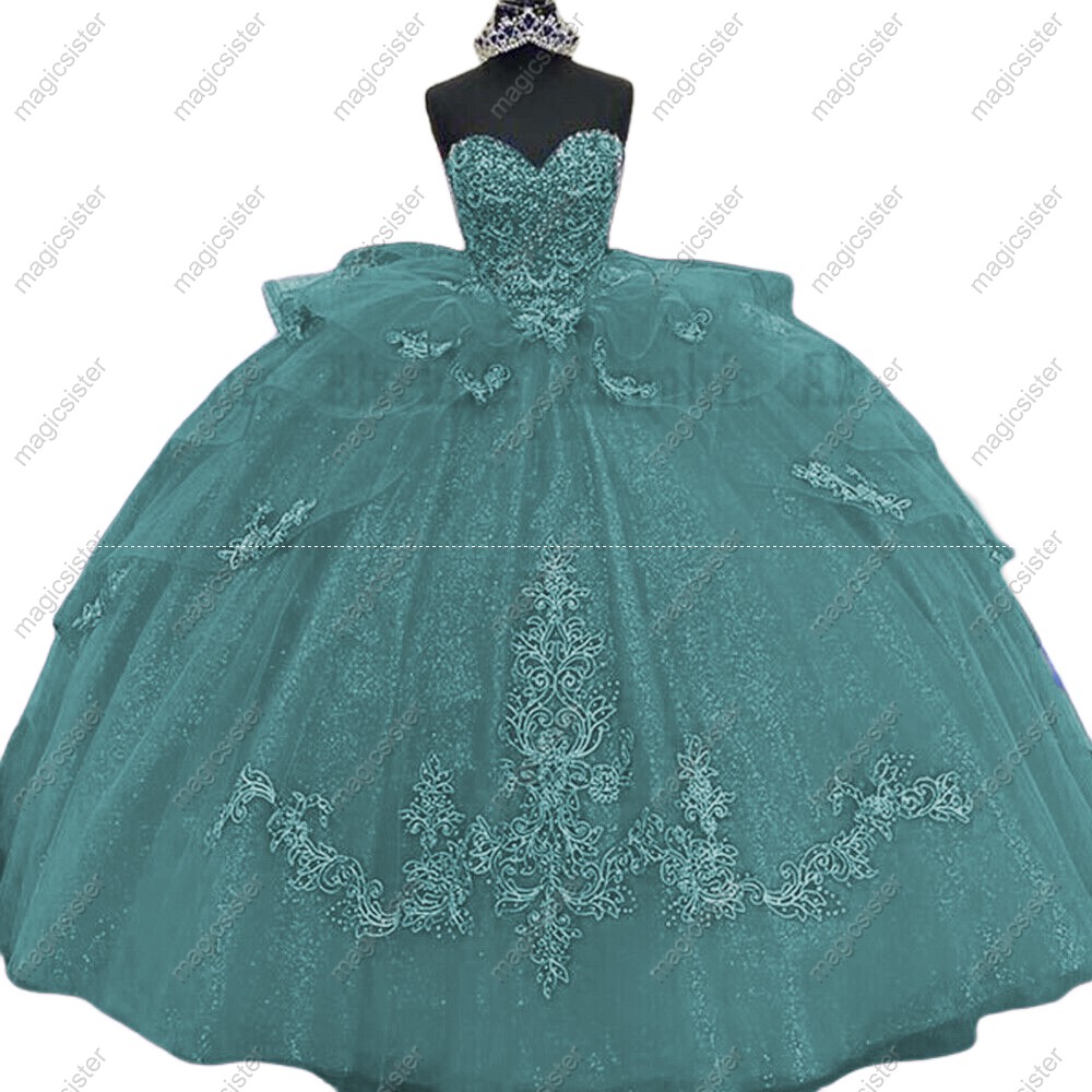Quinceanera Dresses Tiered Sweetheart Lace Sweet Party Gowns