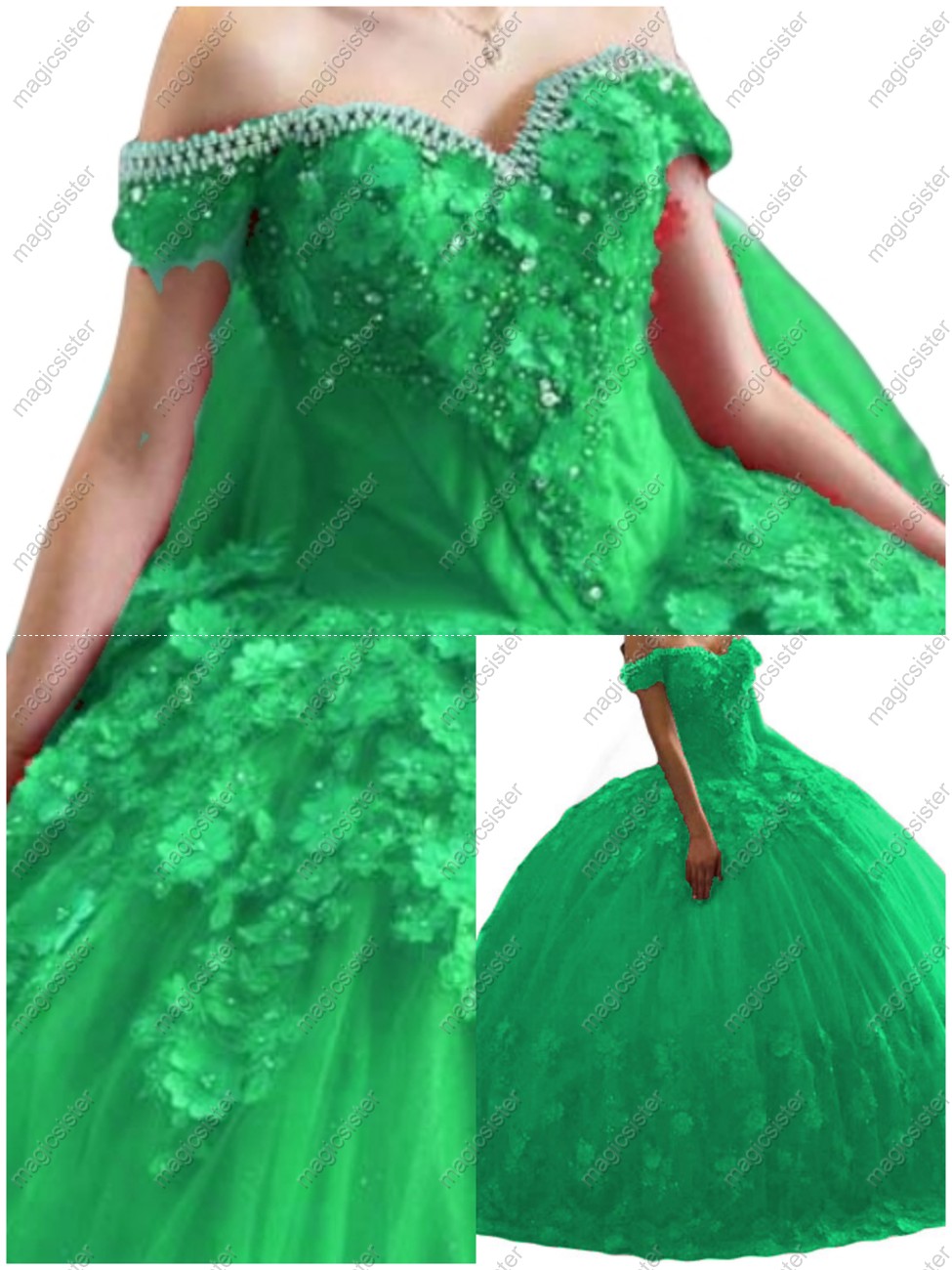Customized 3D Floral Quinceanera Dress