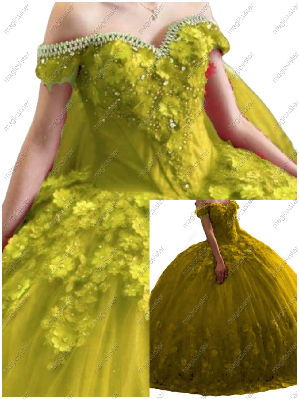 Customized 3D Floral Quinceanera Dress