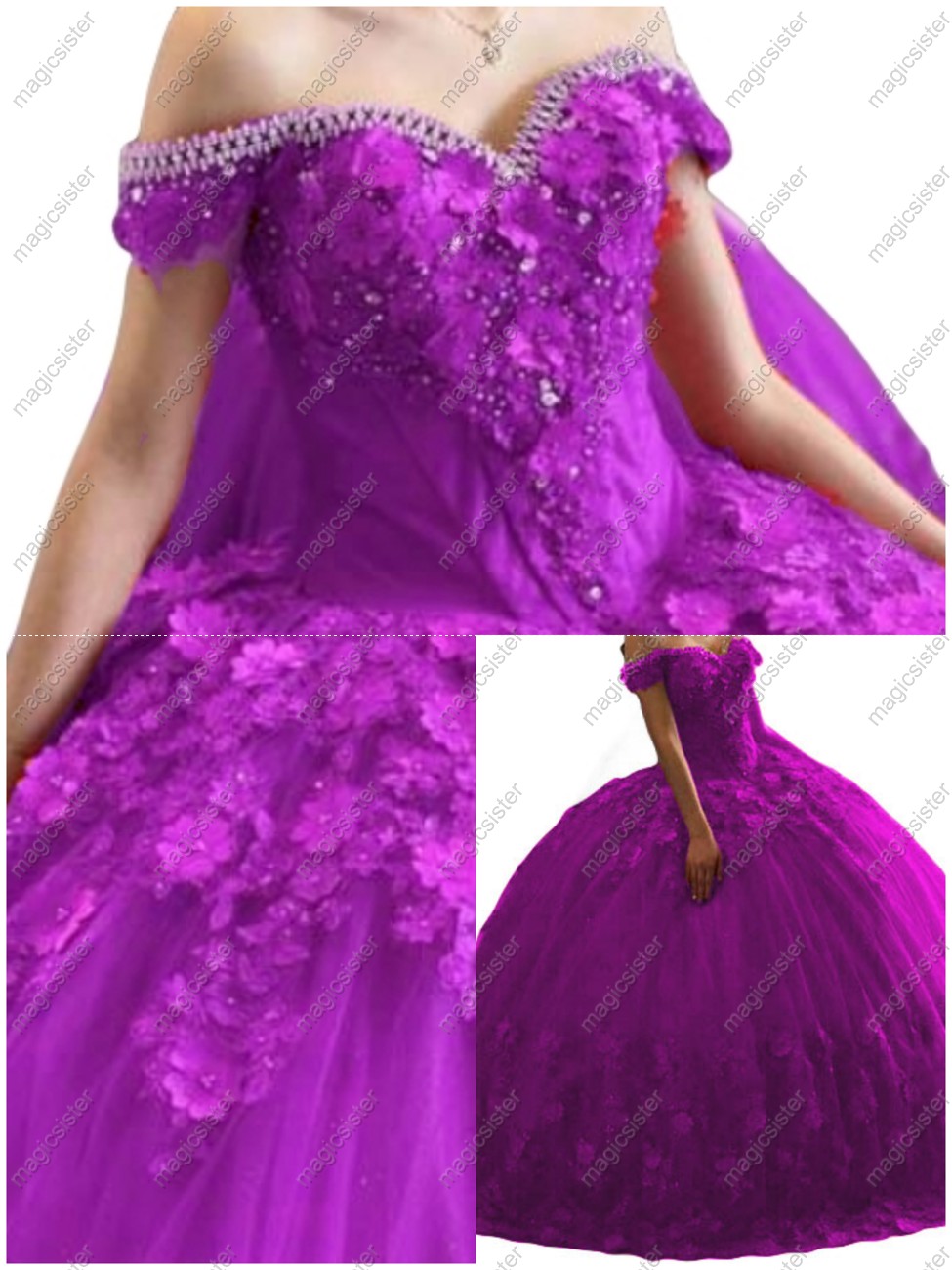Sparkly Customized 3D Floral Quinceanera Dress