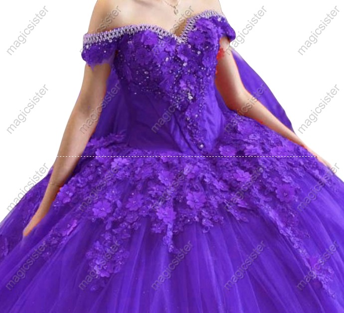 Sparkly Customized 3D Floral Quinceanera Dress