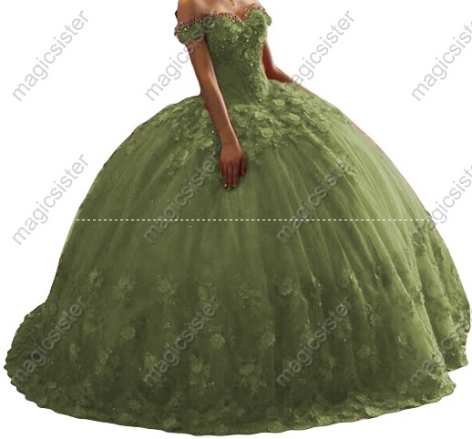 Sparkly Customized 3D Floral Quinceanera Dress
