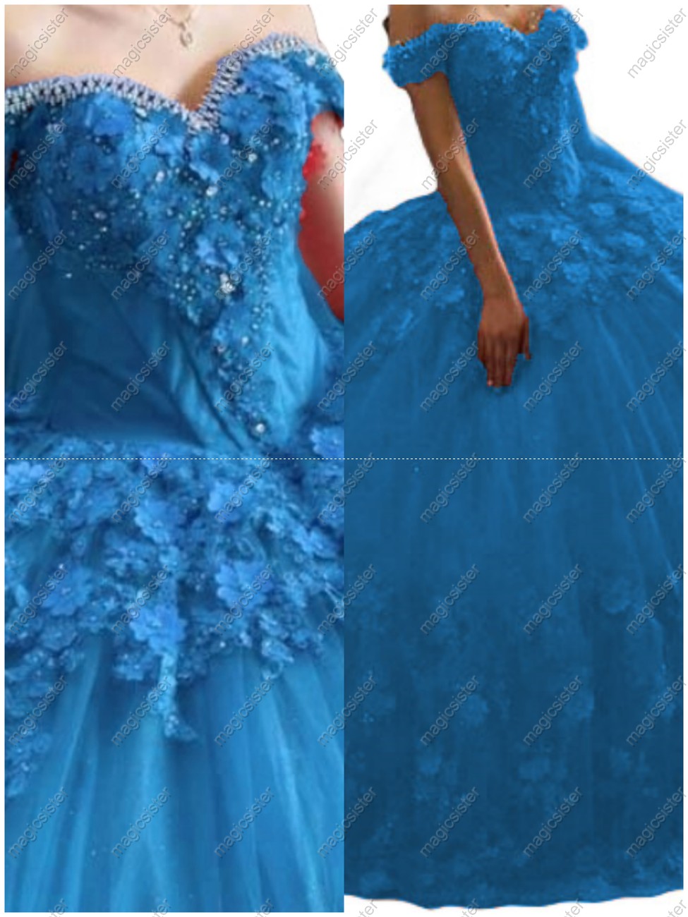 Sparkly Customized 3D Floral Quinceanera Dress