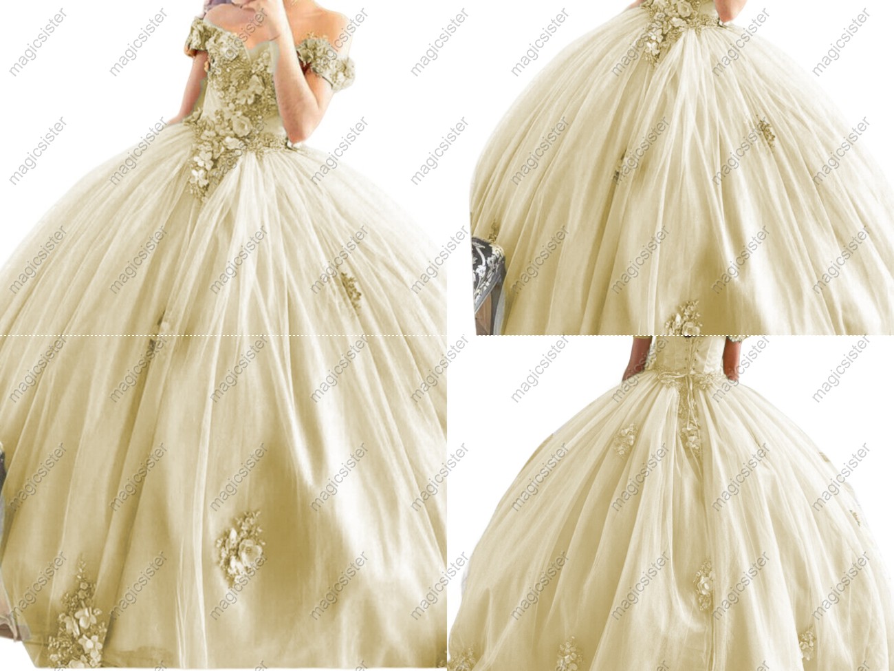 Beaded Quinceanera Dresses Off Shoulder Ball Gowns Sweet