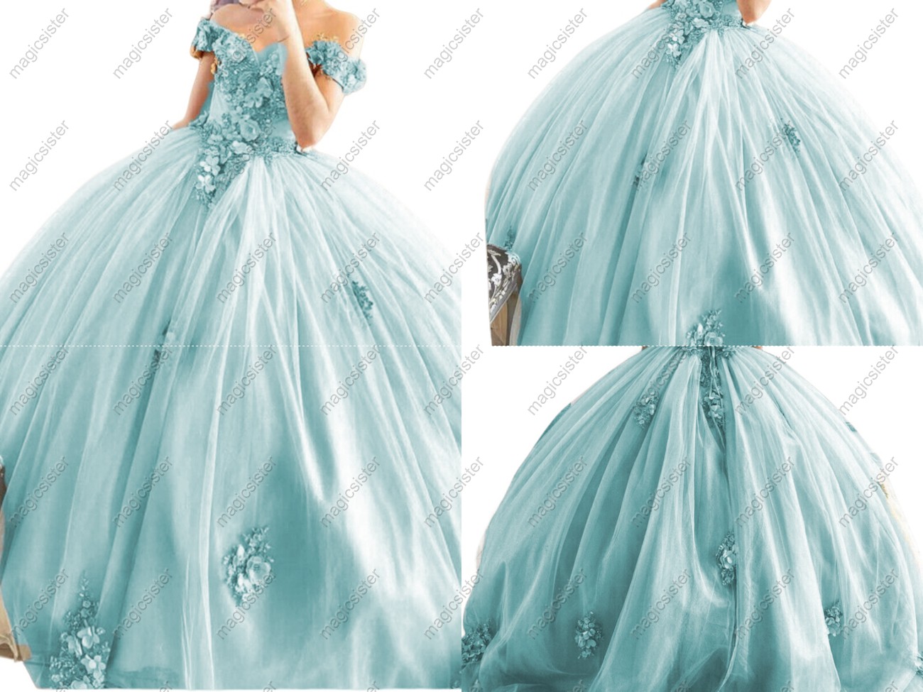 Sage Beaded Quinceanera Dresses Off Shoulder Ball Gowns Sweet