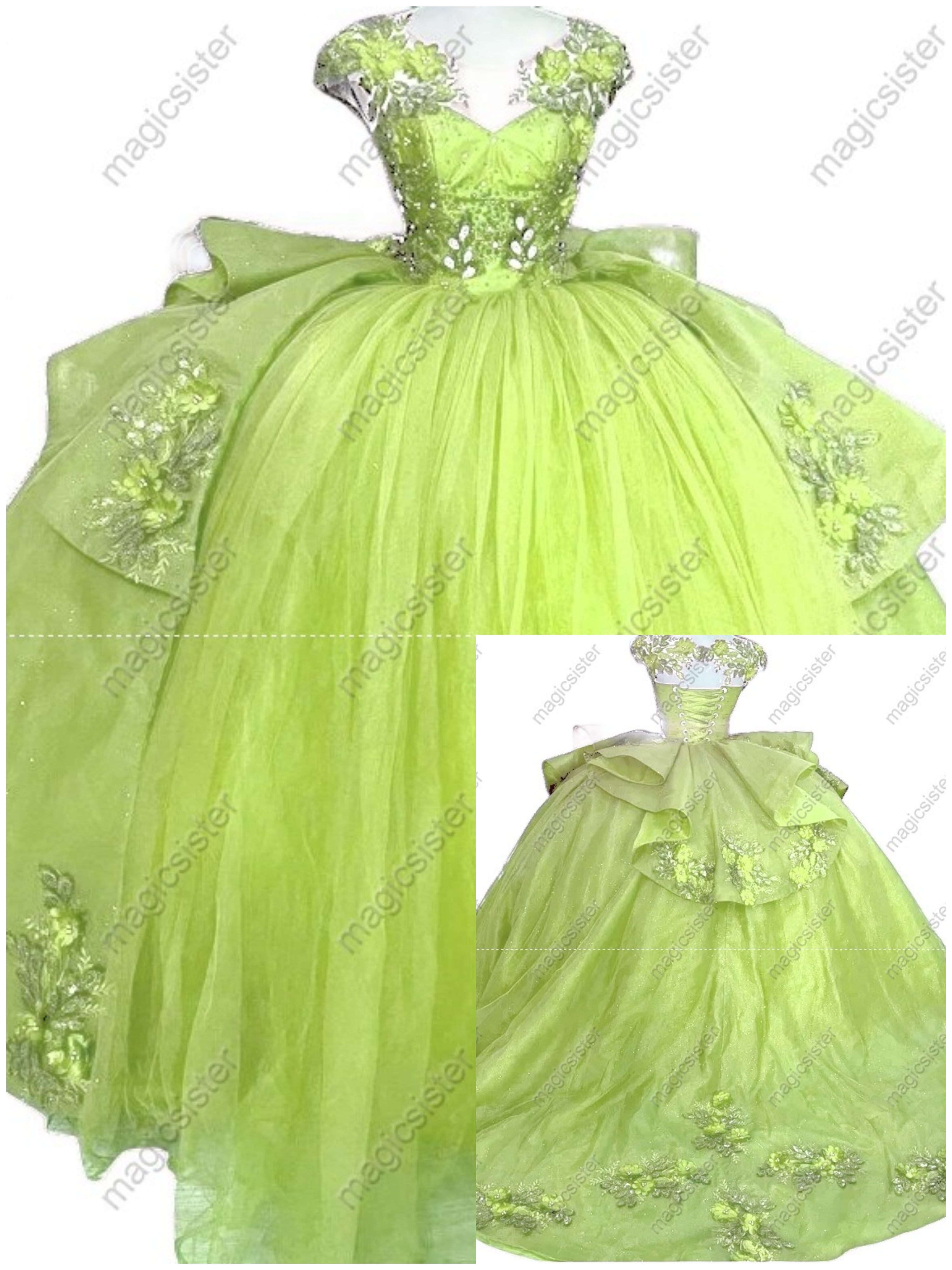 Factory Wholesale Customized 3D Floral Quinceanera Dress