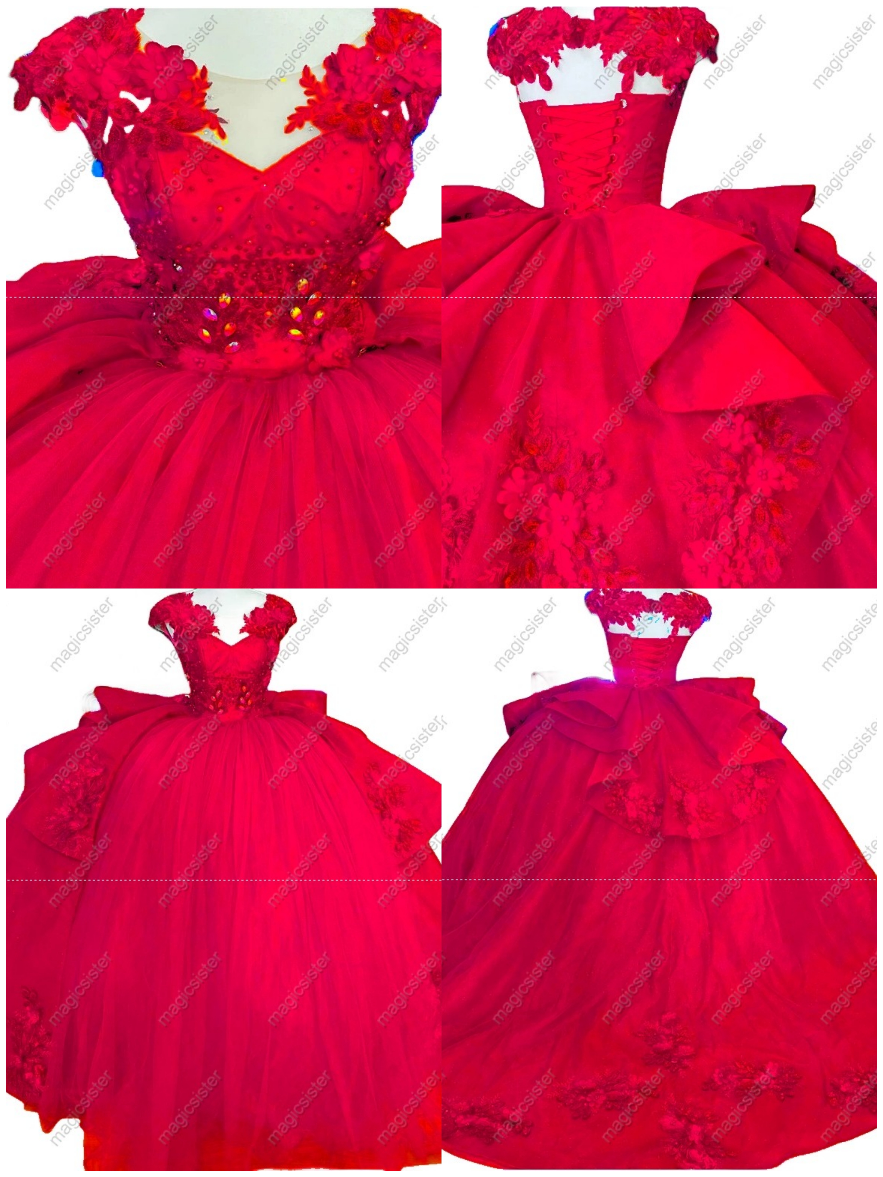 Factory Wholesale Customized 3D Floral Quinceanera Dress
