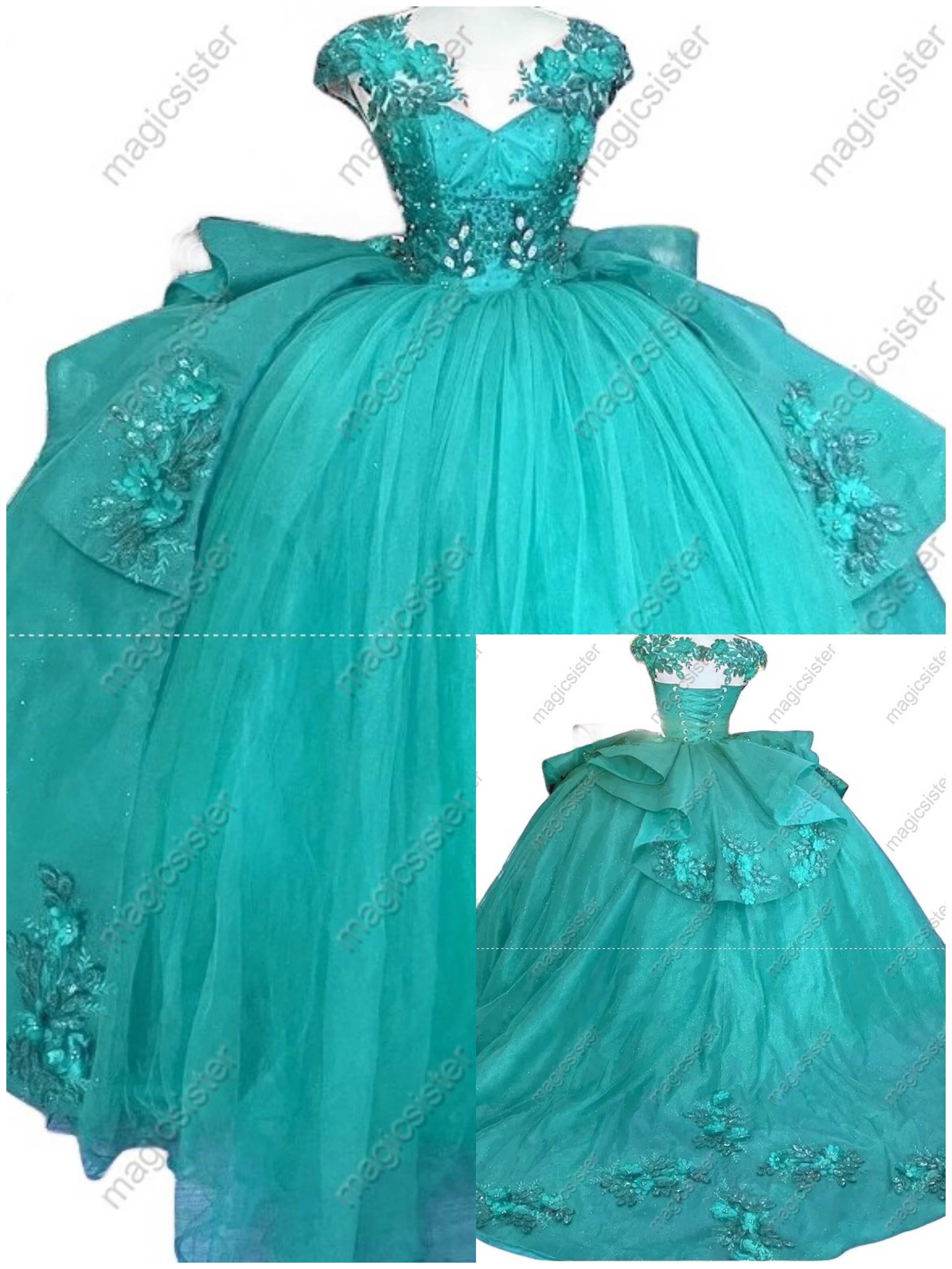 Factory Wholesale Customized 3D Floral Quinceanera Dress