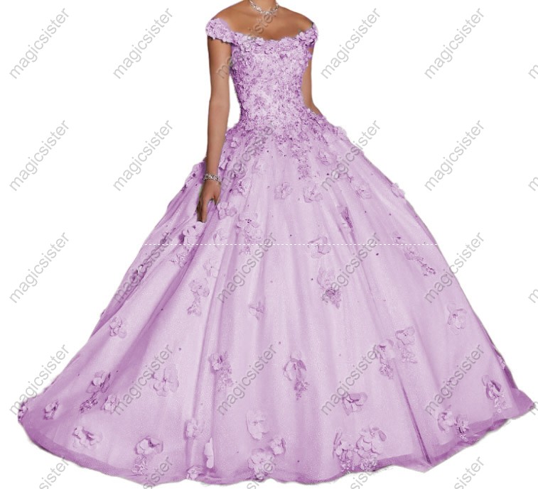 Factory Wholesale Elegant 3D Flower Quinceanera Dress