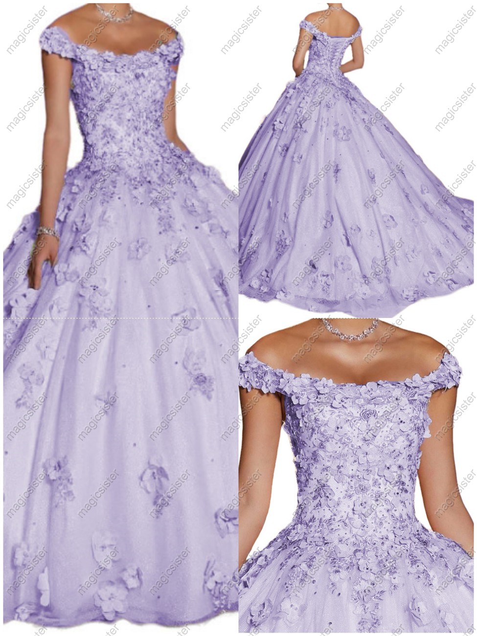 Factory Wholesale Elegant 3D Flower Quinceanera Dress