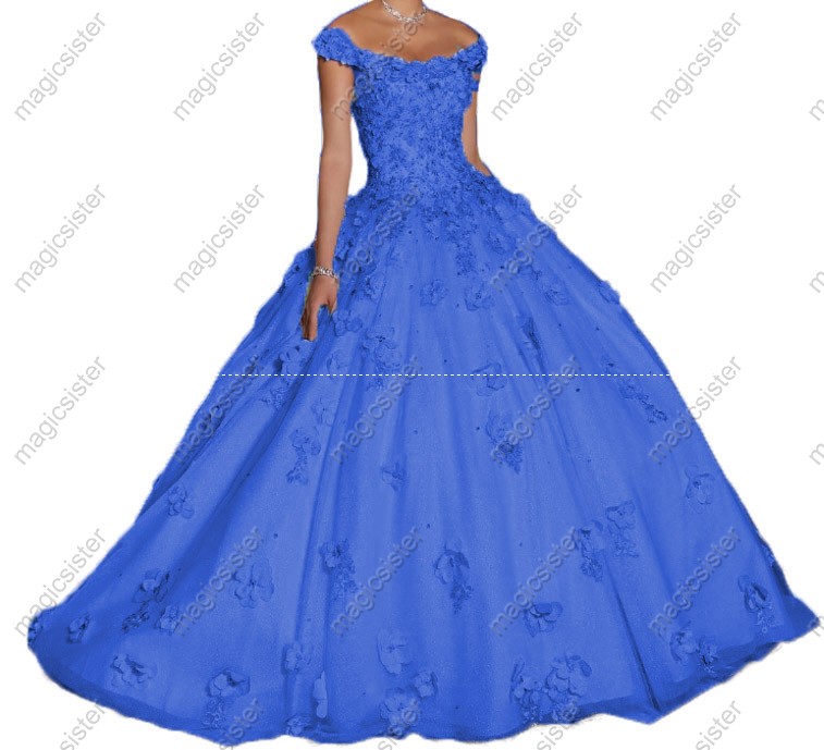 Factory Wholesale Elegant 3D Flower Quinceanera Dress