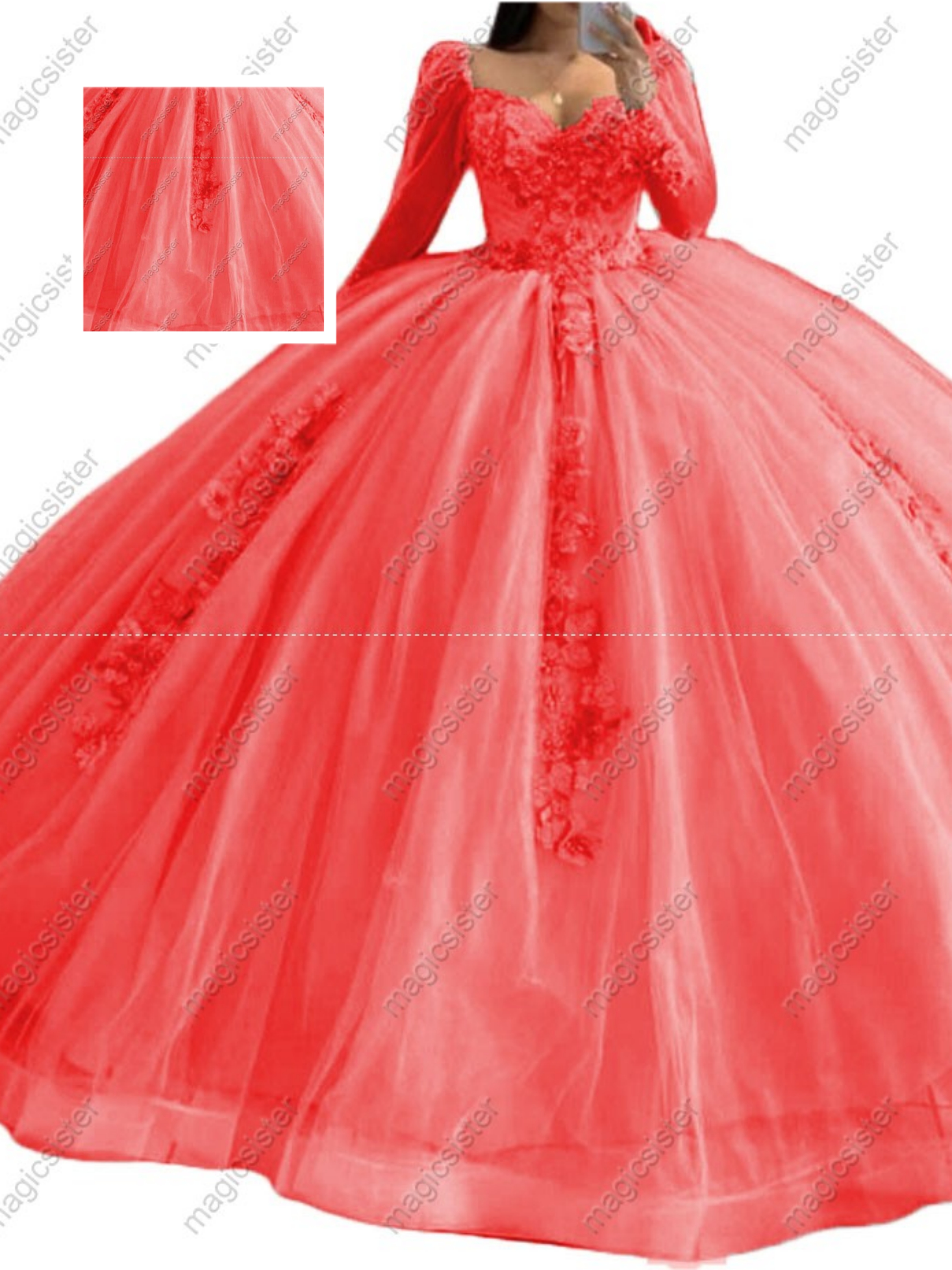 Factory Wholesale Glitter Floral Appliques Quinceanera Dress