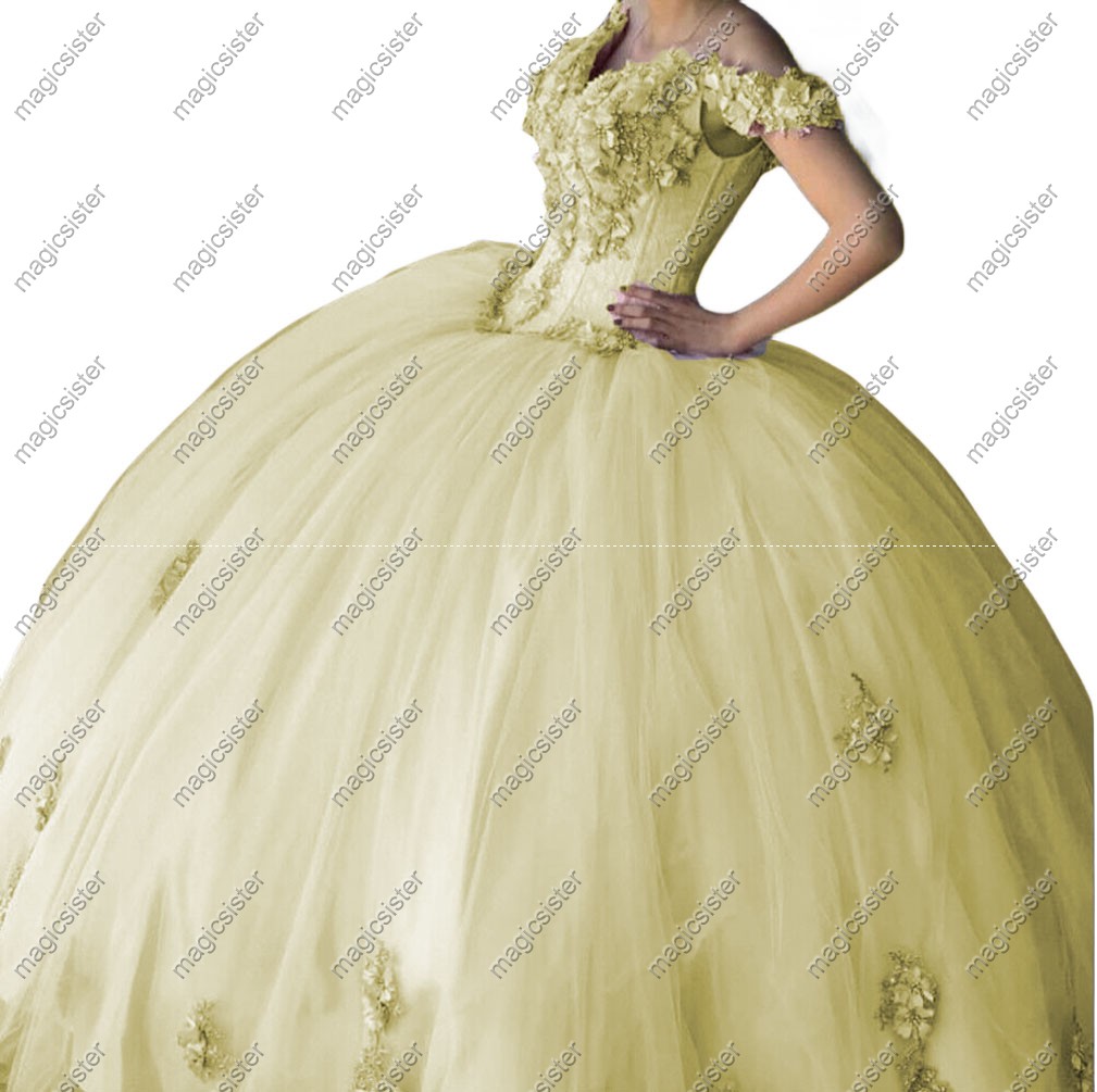 Factory wholesale customized 3D floral quinceanera dress
