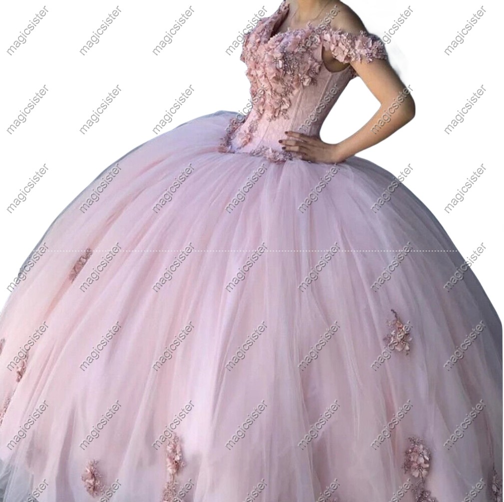 Factory wholesale customized 3D floral quinceanera dress