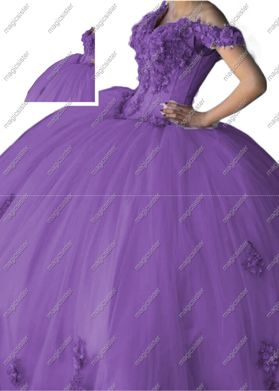 Factory wholesale customized 3D floral quinceanera dress