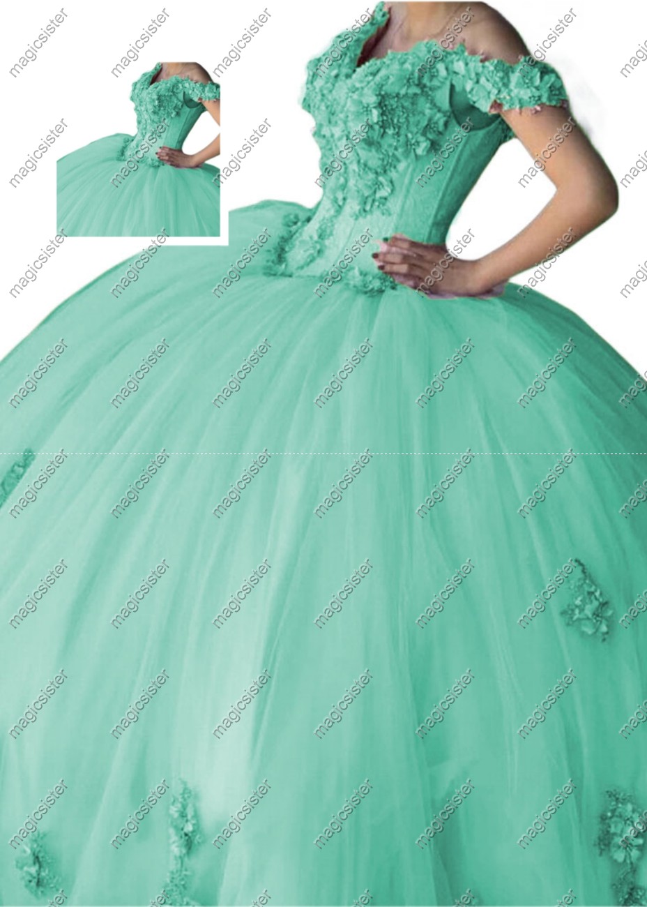 Sage Factory wholesale customized 3D floral quinceanera dress
