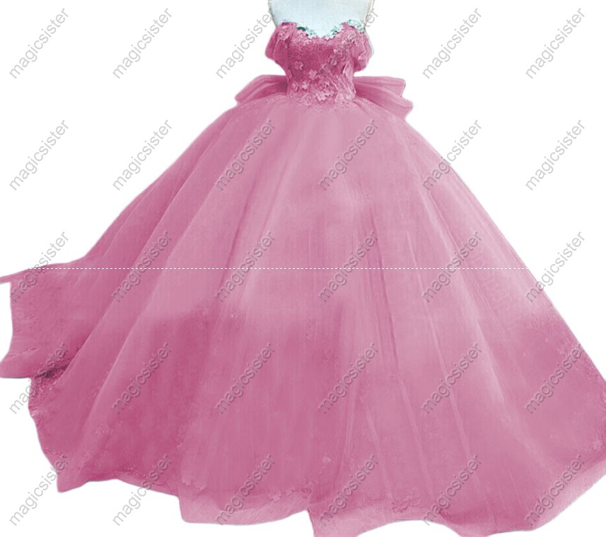 blush Instock 3D embroidered multi color flower lace Quinceanera Dress
