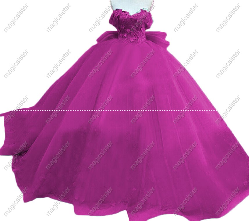Instock 3D embroidered multi color flower lace Quinceanera Dress
