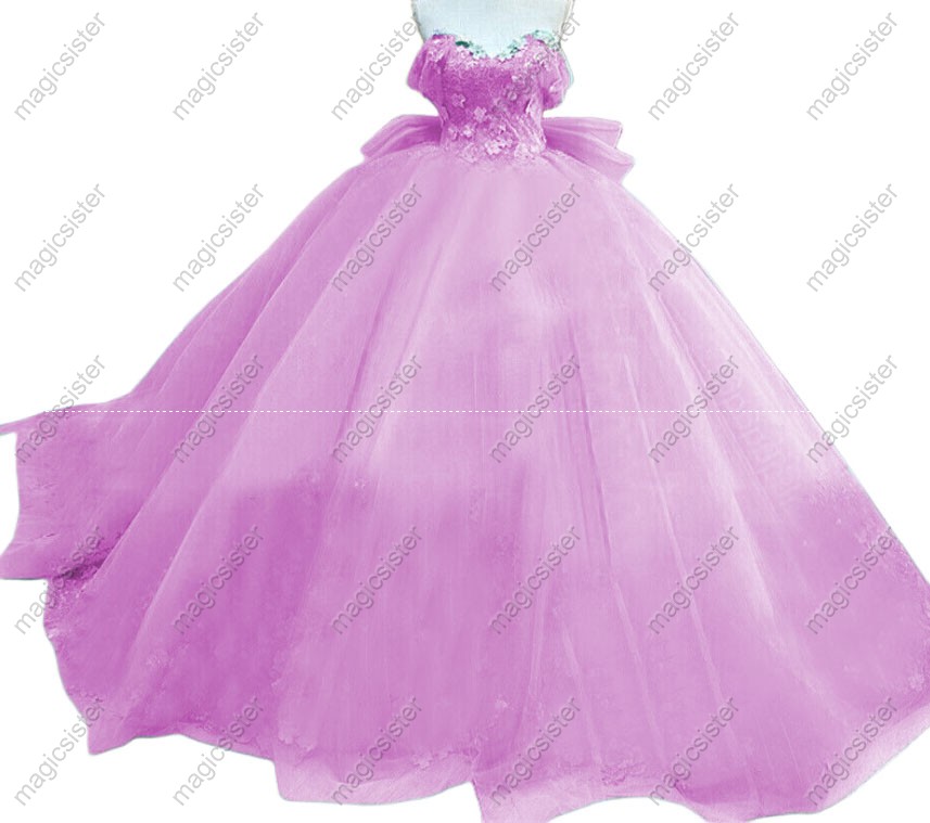 Instock 3D embroidered multi color flower lace Quinceanera Dress