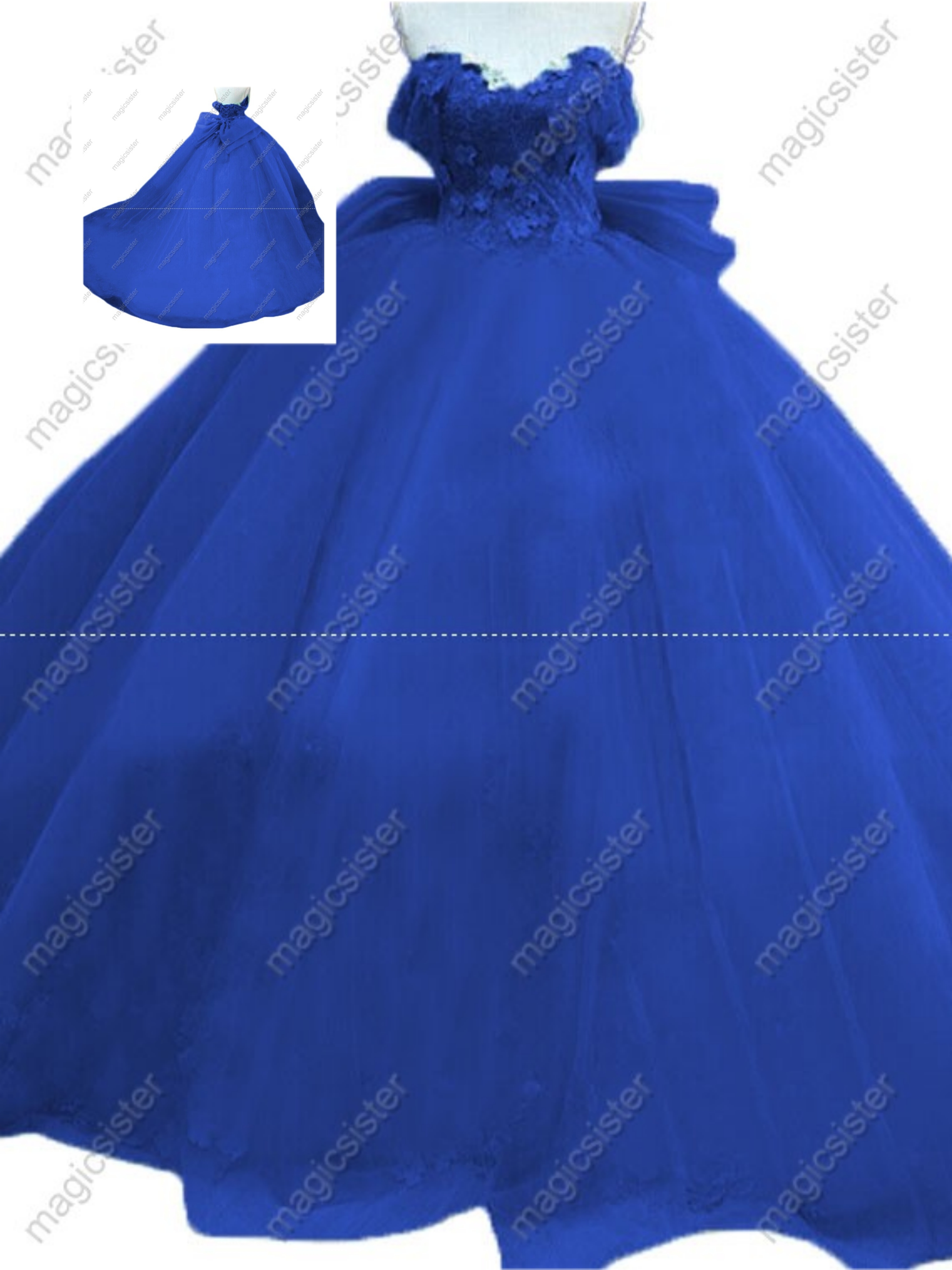 Instock 3D embroidered multi color flower lace Quinceanera Dress