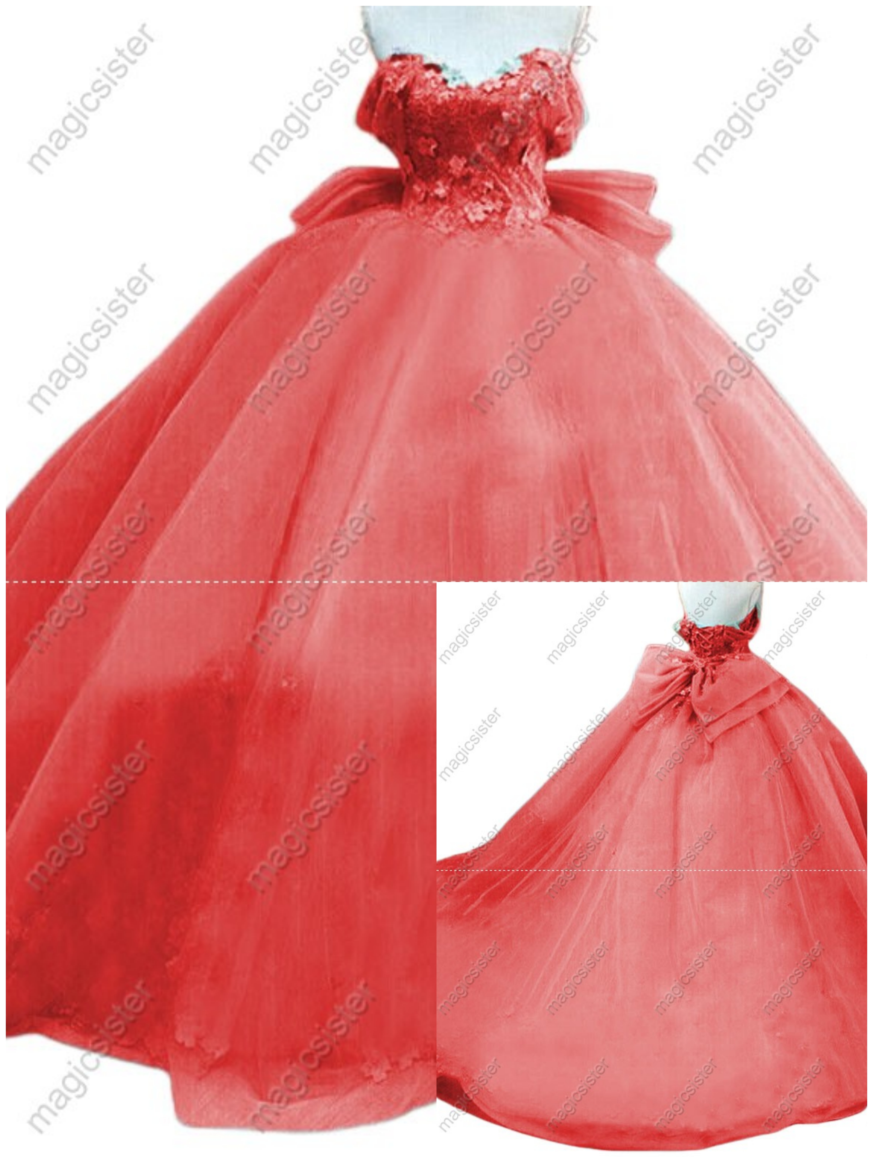 Instock 3D embroidered multi color flower lace Quinceanera Dress