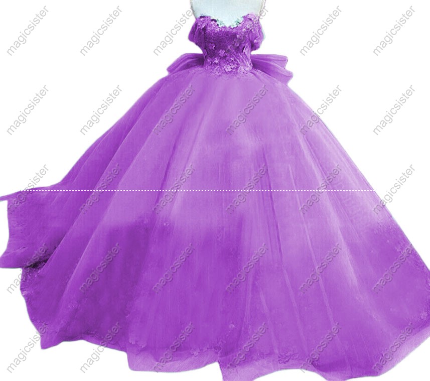 Instock 3D embroidered multi color flower lace Quinceanera Dress