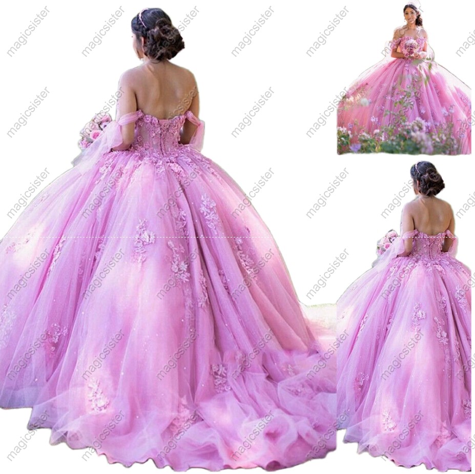 Luxury Customized 3D Floral Quinceanera Dress