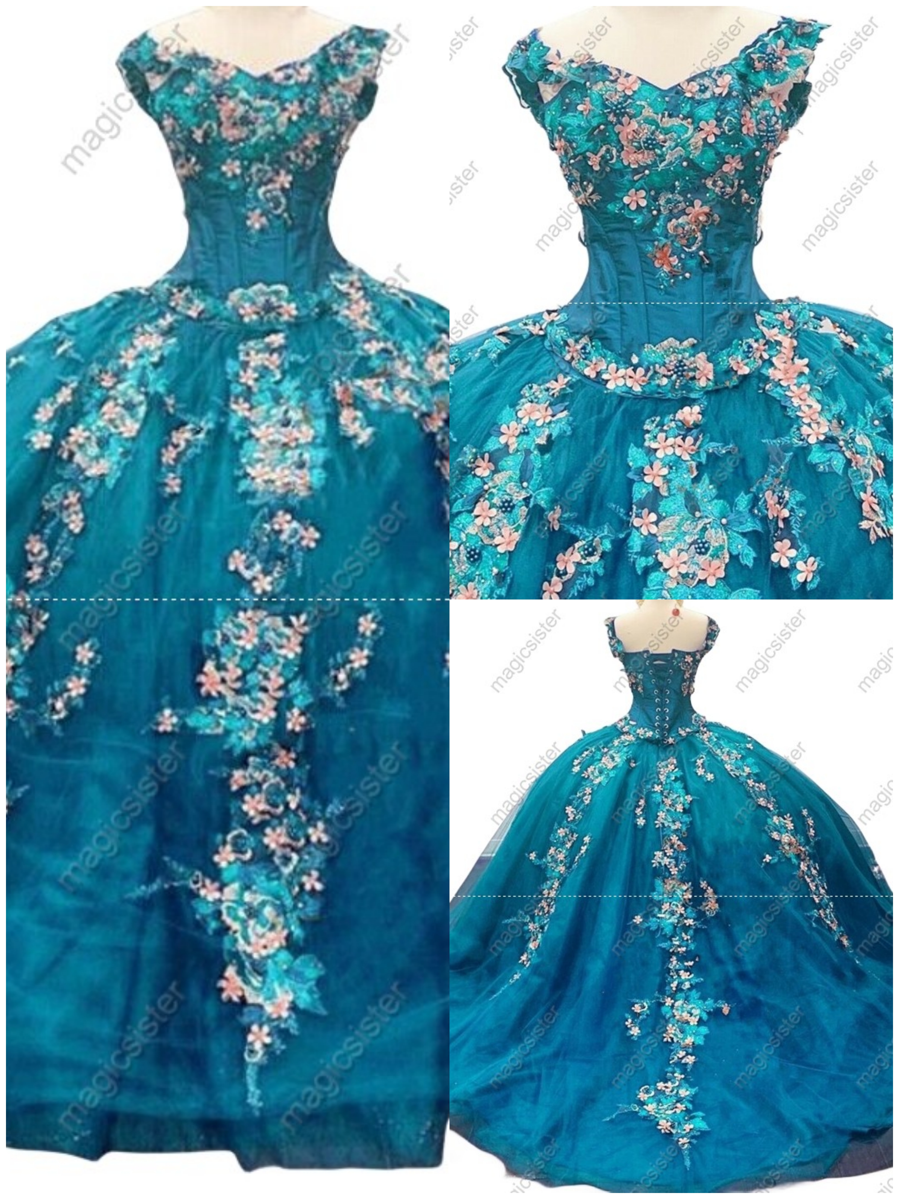 Luxury Customized 3D Floral Quinceanera Dress