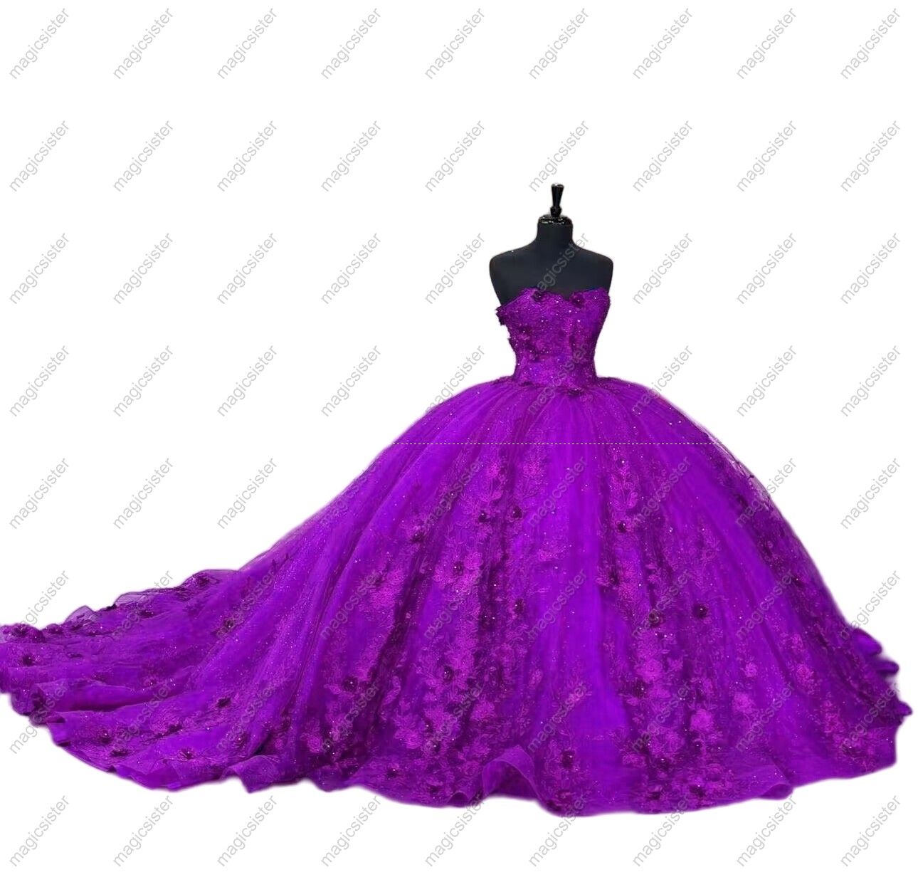 Customized 3D Floral Quinceanera Dress