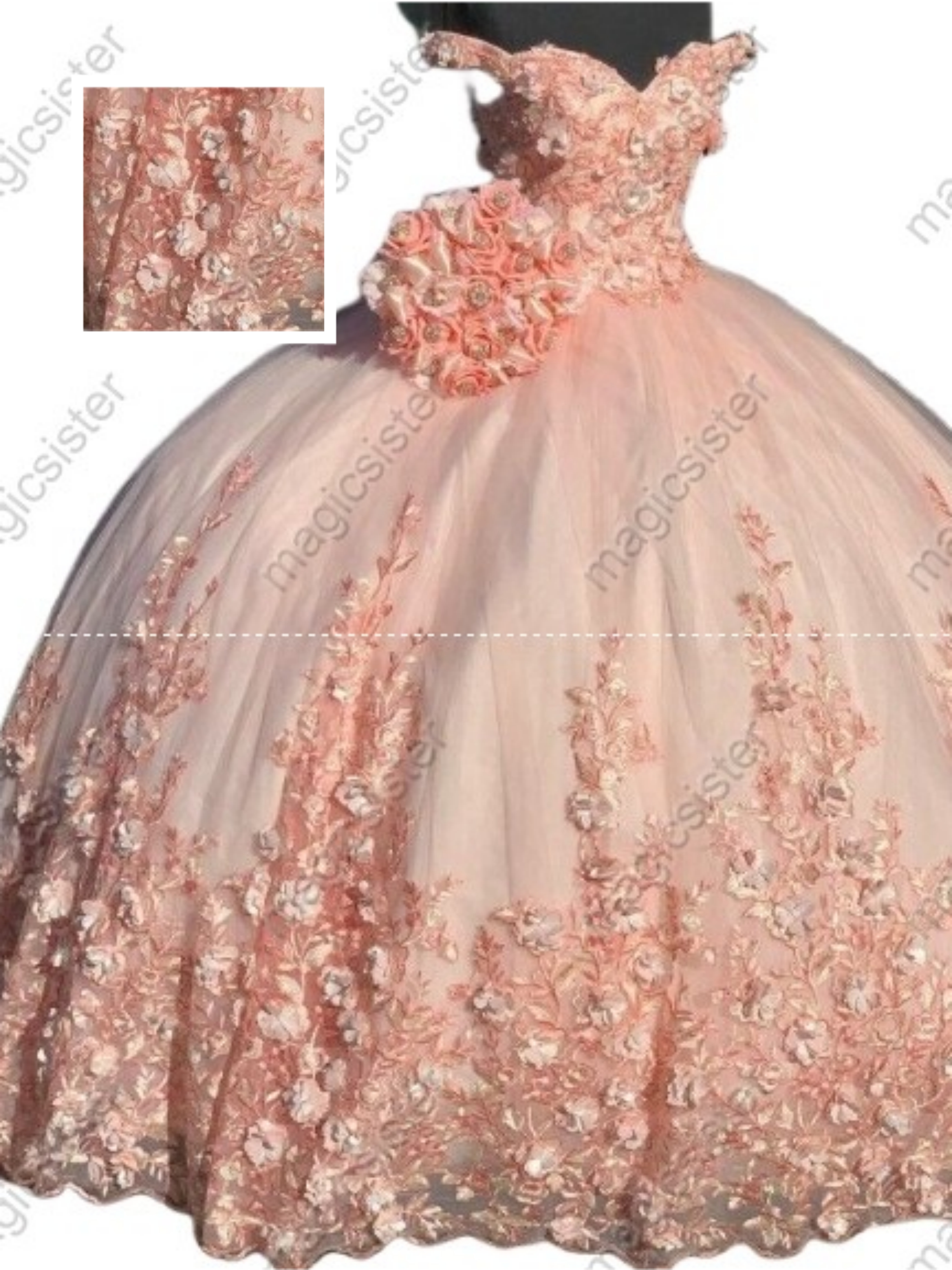 Blush Factory Wholesale Customized 3D Floral Quinceanera Dress