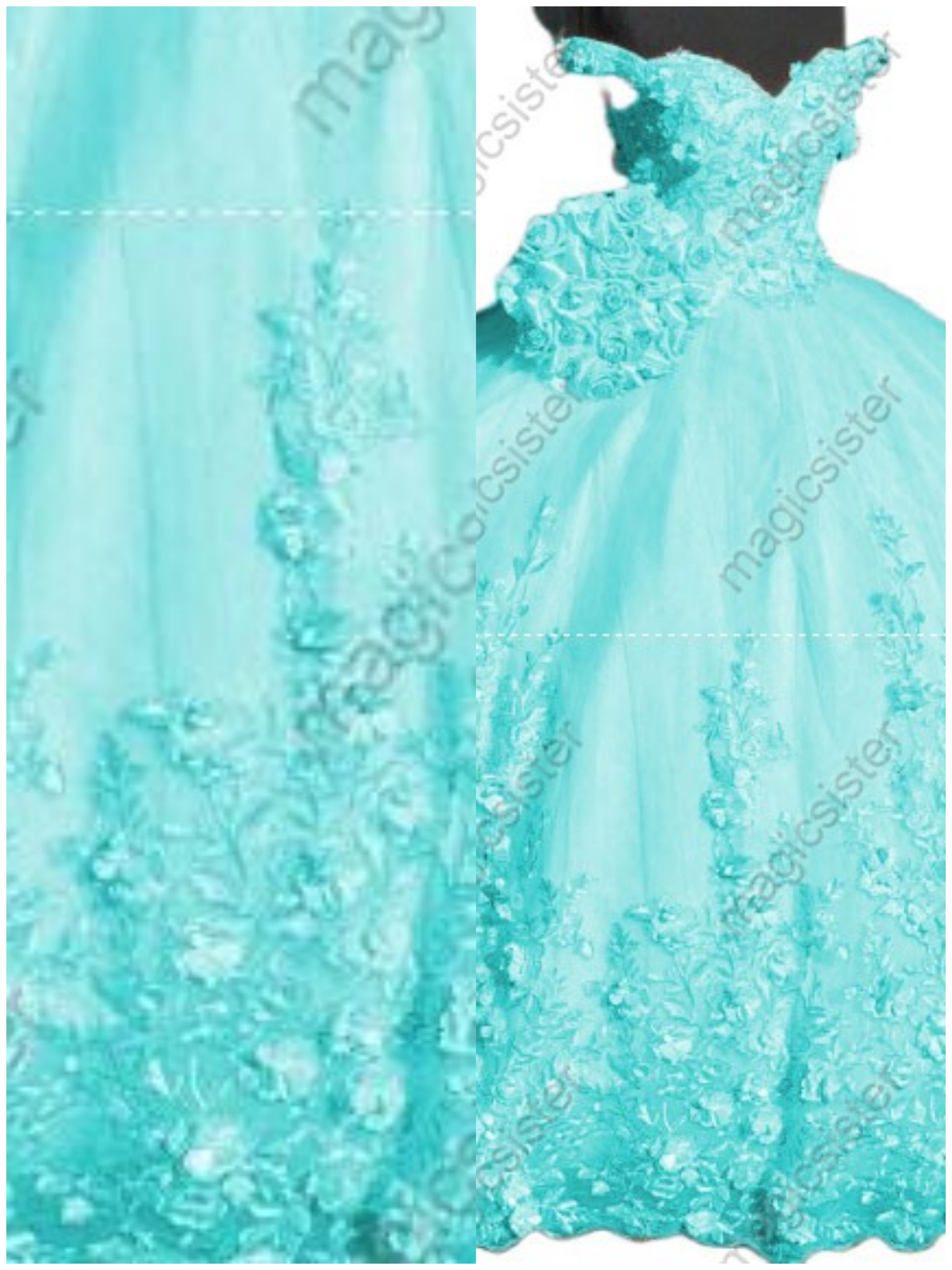 Factory Wholesale Customized 3D Floral Quinceanera Dress