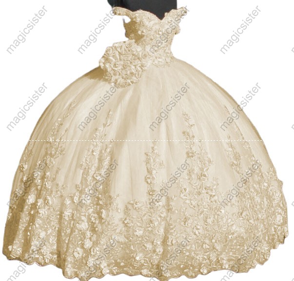 Factory Wholesale Customized 3D Floral Quinceanera Dress