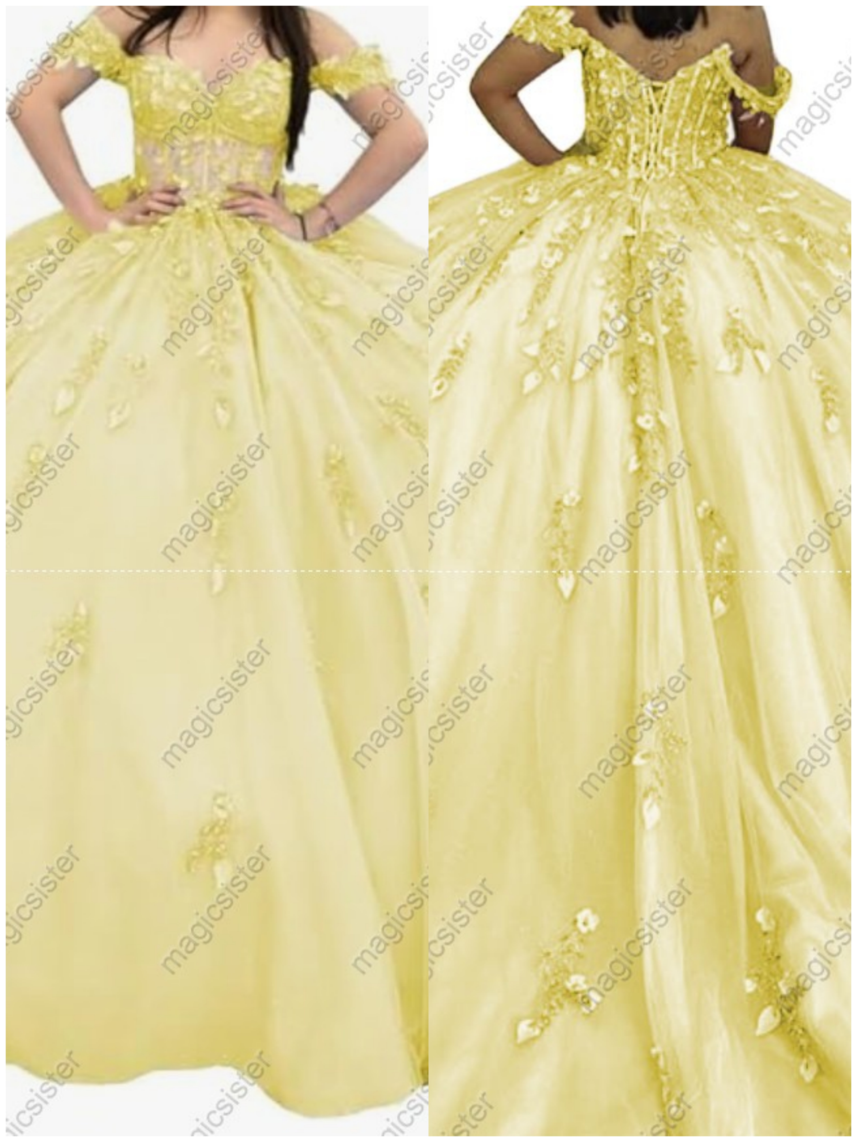 Factory Wholesale Glitter Floral Appliques Quinceanera Dress