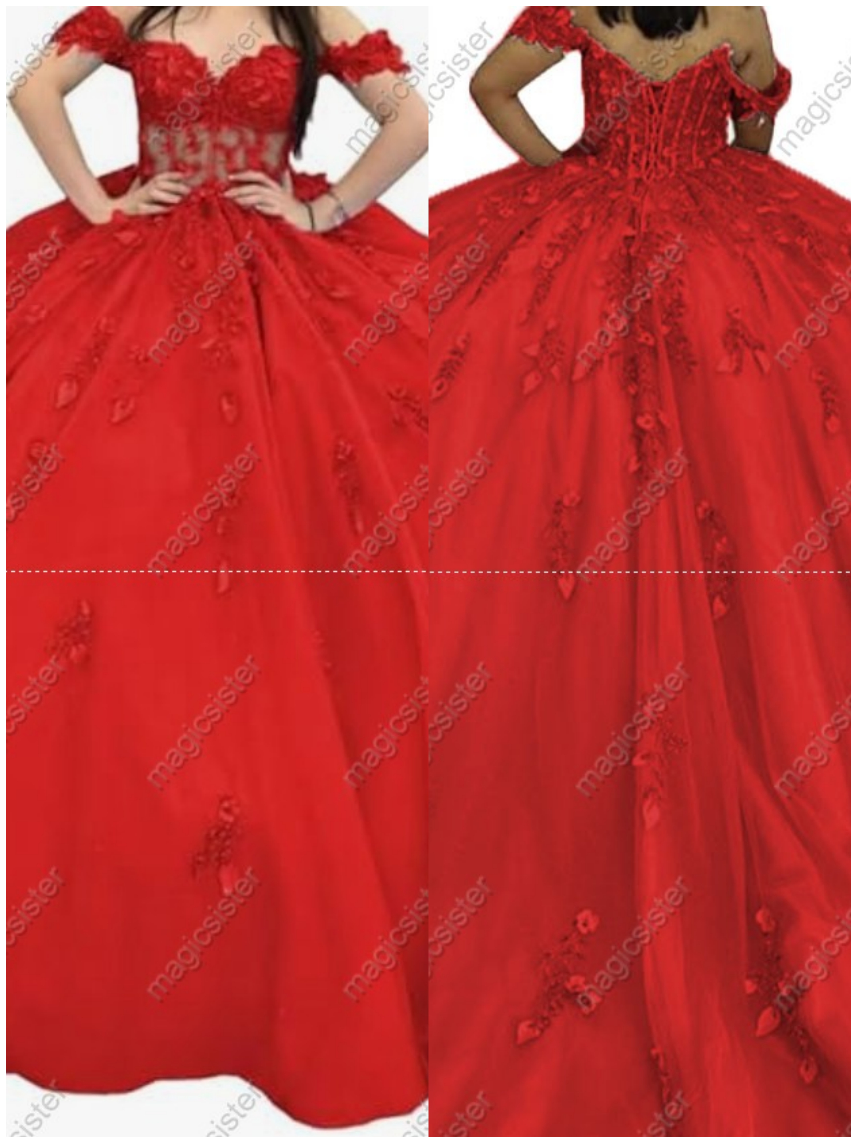 Factory Wholesale Glitter Floral Appliques Quinceanera Dress