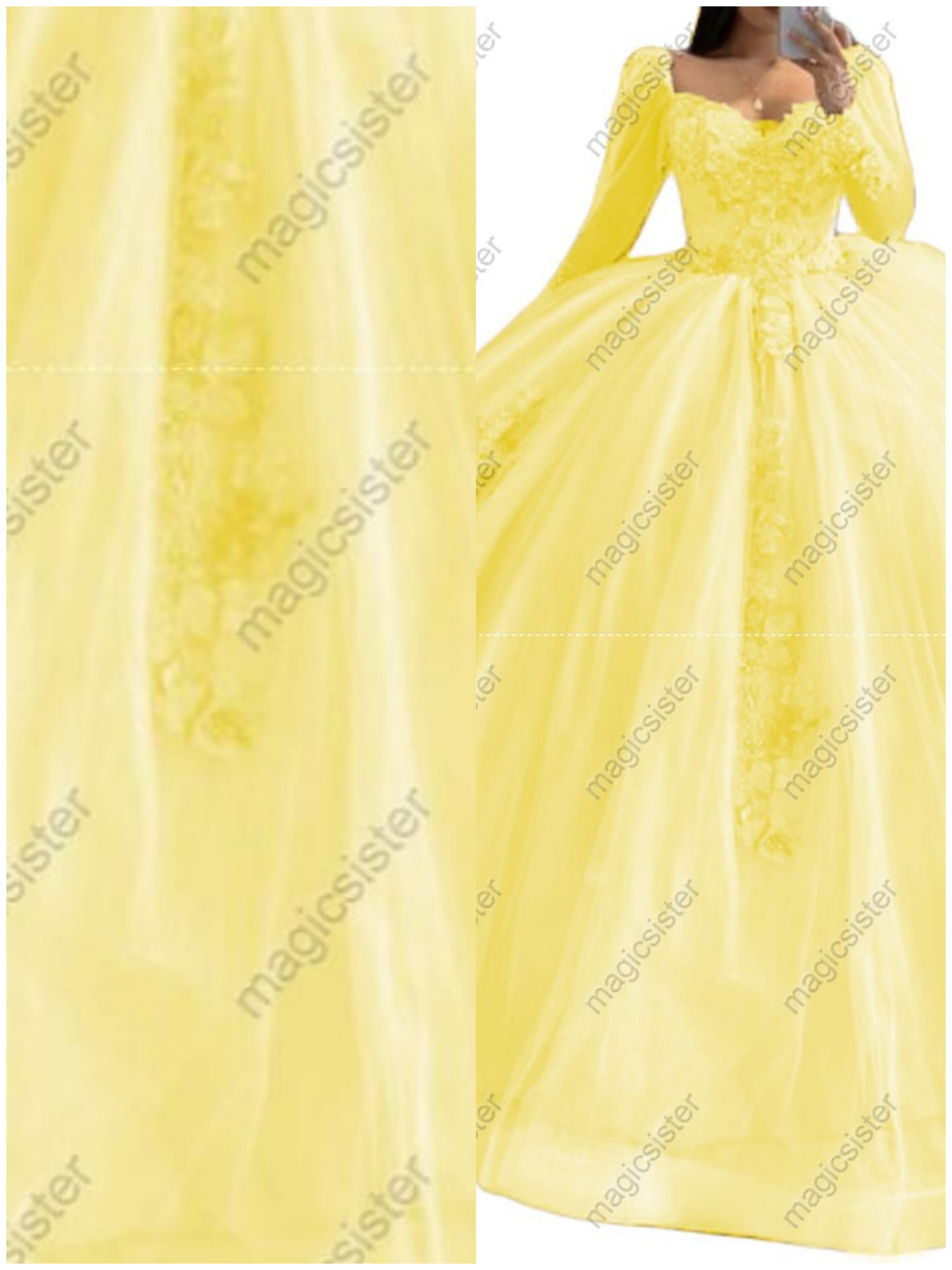 Factory Wholesale Glitter Floral Appliques Quinceanera Dress