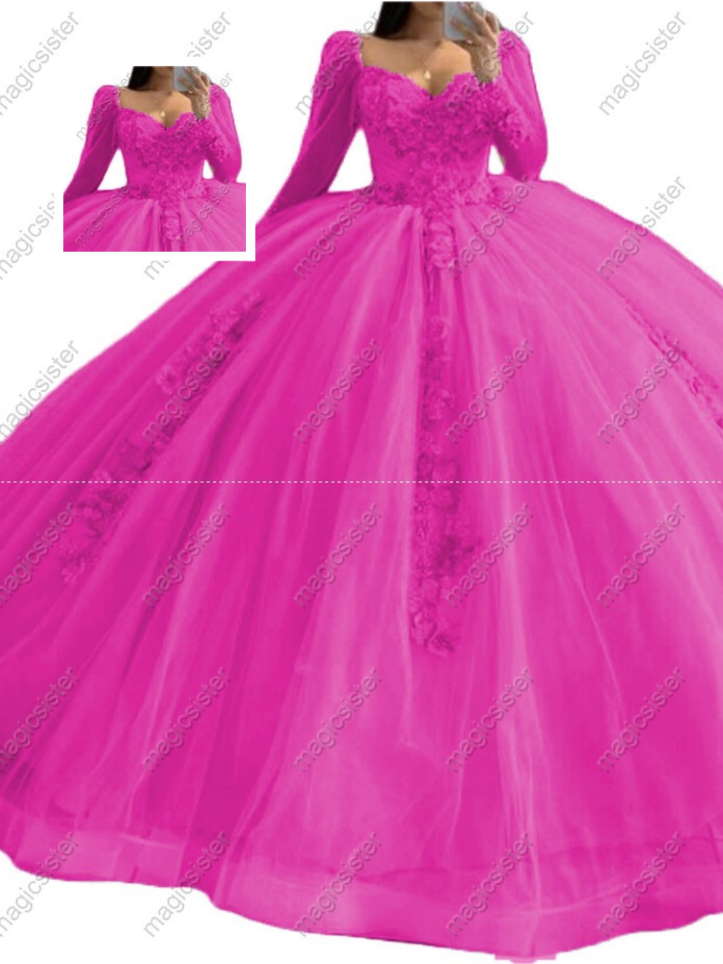 Factory Wholesale Glitter Floral Appliques Quinceanera Dress