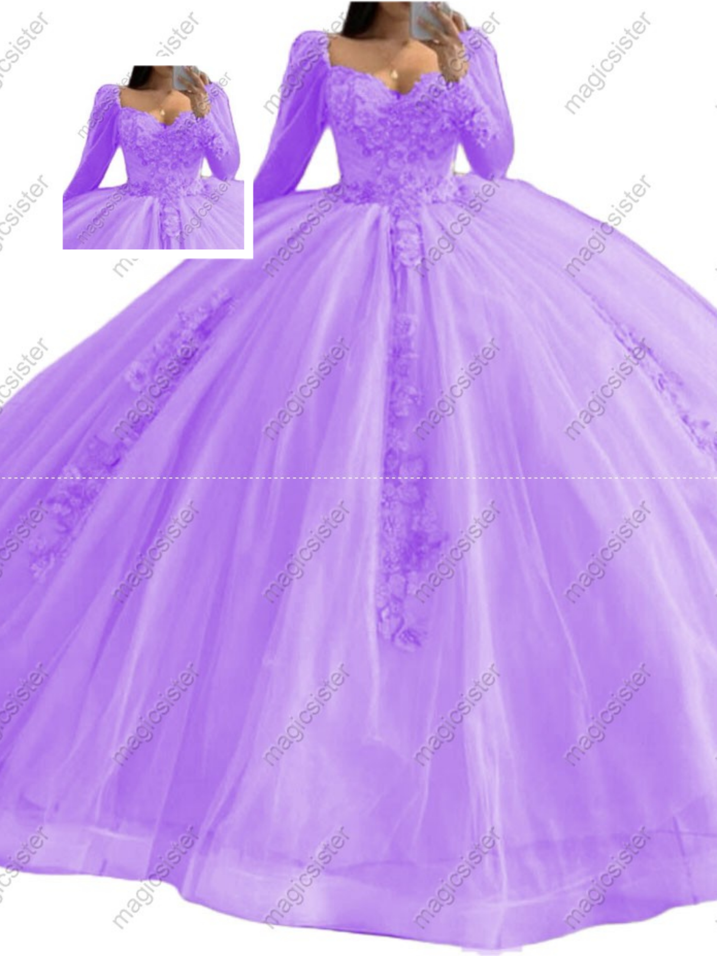Factory Wholesale Glitter Floral Appliques Quinceanera Dress