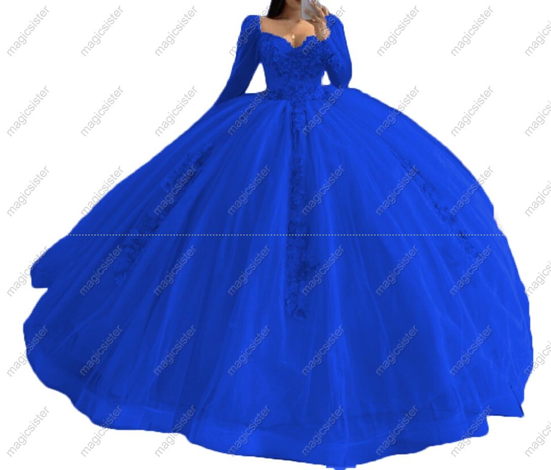 Factory Wholesale Glitter Floral Appliques Quinceanera Dress