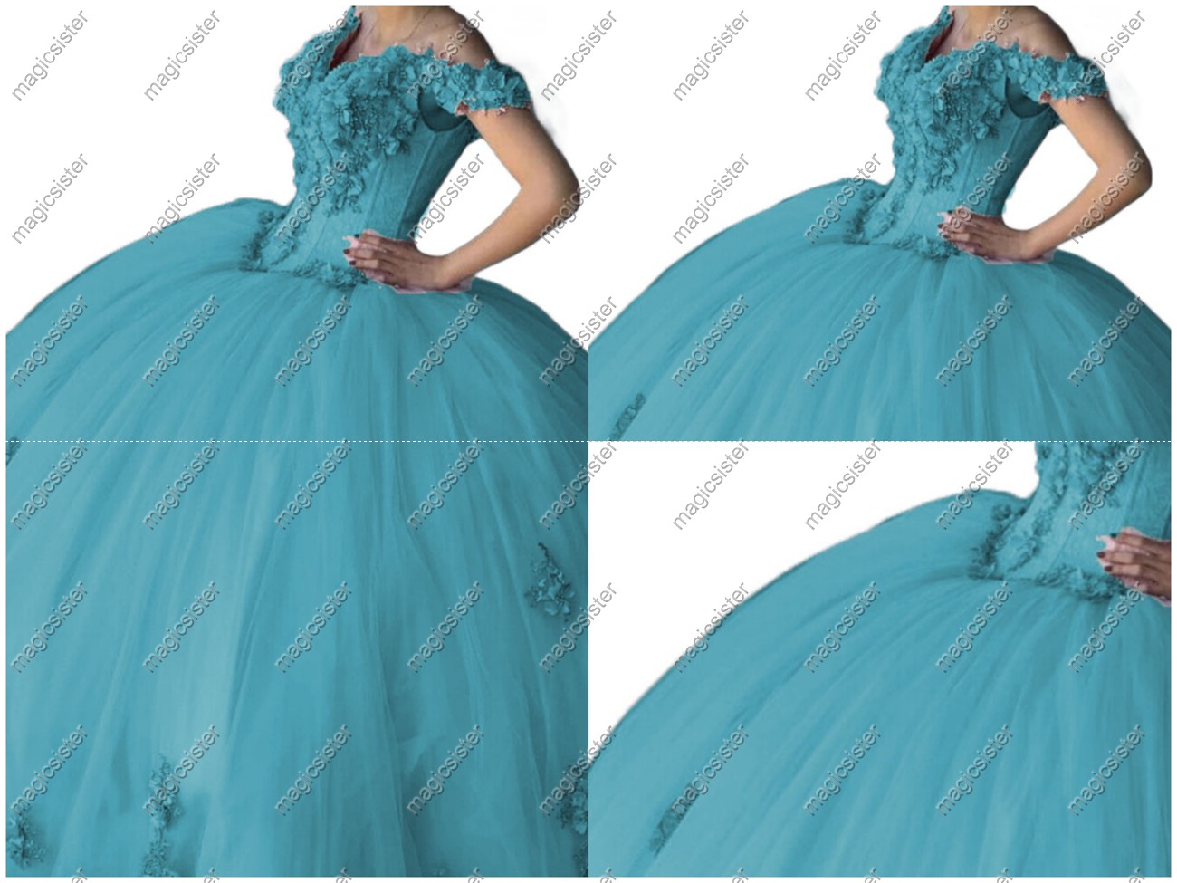 Factory wholesale customized 3D floral quinceanera dress
