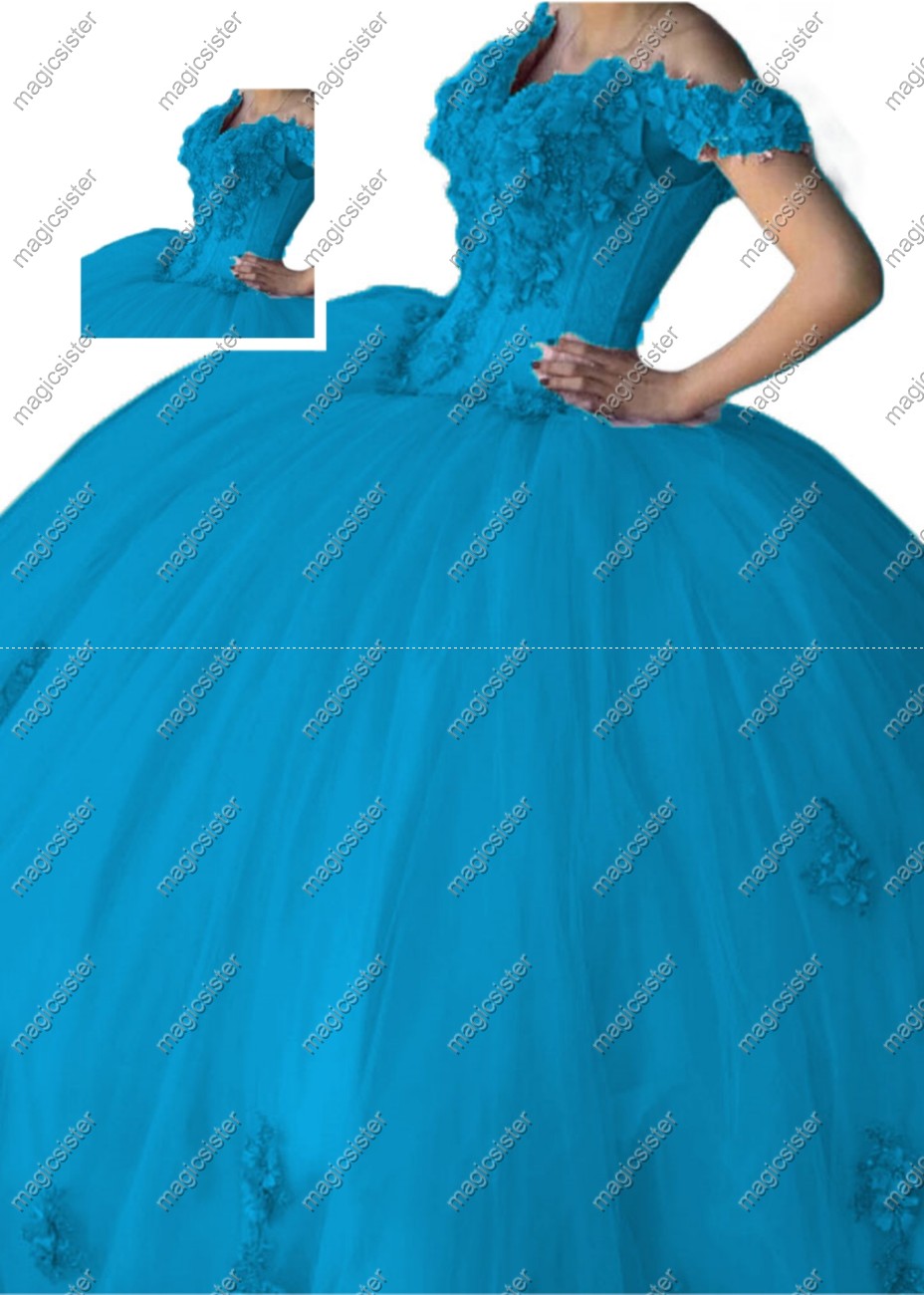 Factory wholesale customized 3D floral quinceanera dress