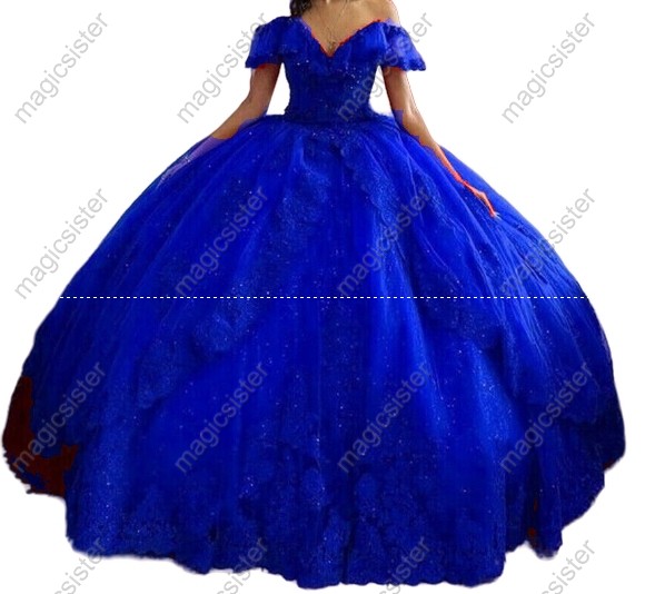 Luxury Glitter Floral Appliques Quinceanera Dress