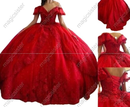 Luxury Glitter Floral Appliques Quinceanera Dress