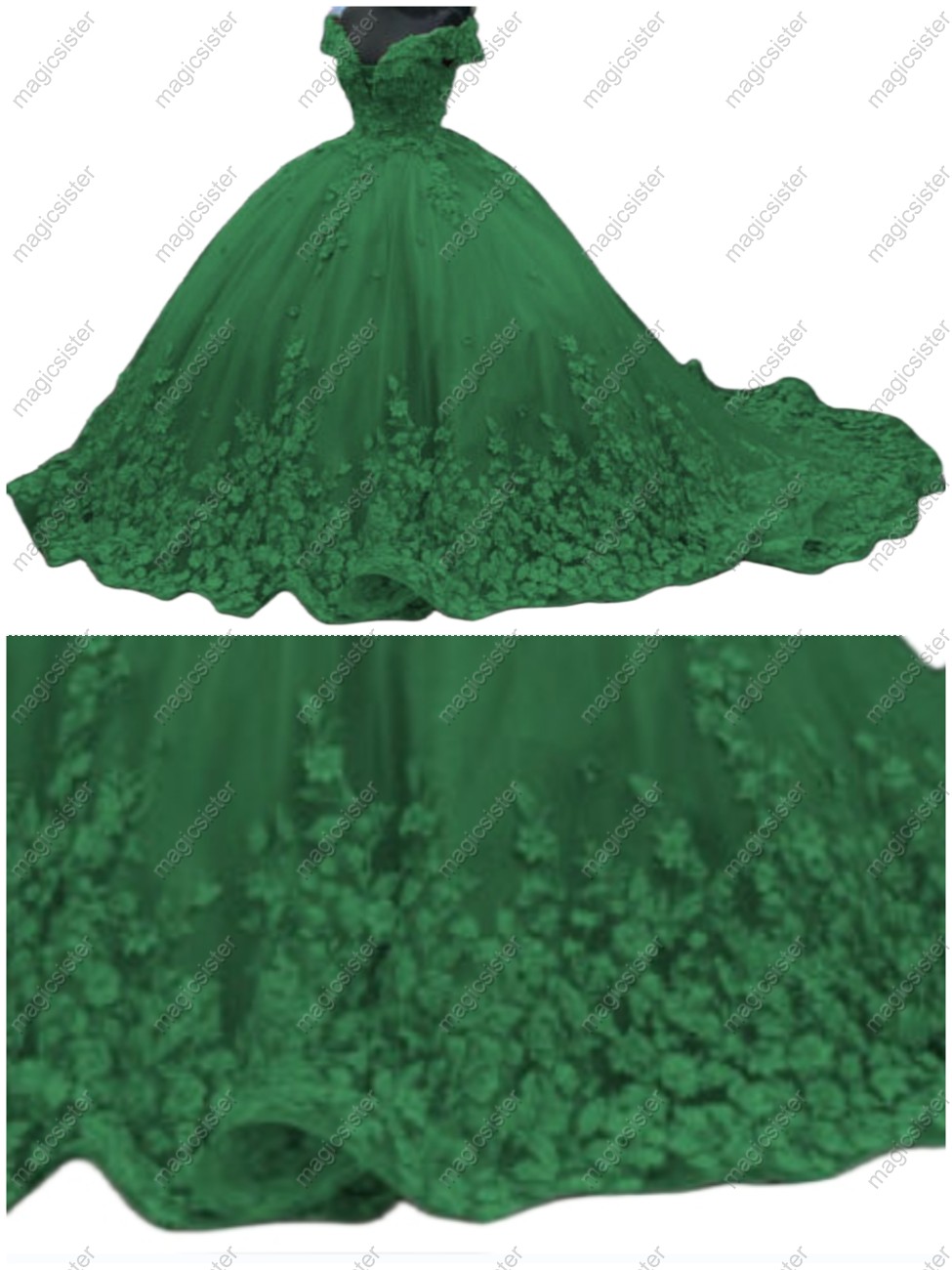 Sage Luxury Hot Sale 3D Flower Lace Quinceanera Dress