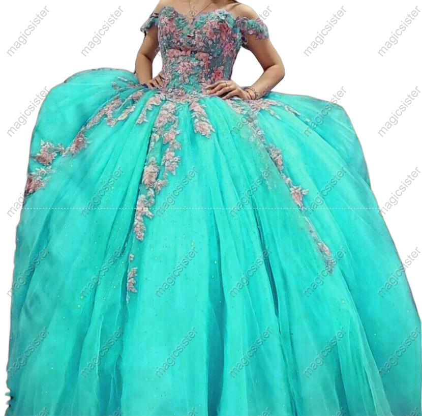 Beautiful Factory Wholesale 3D Flower Quinceanera Dress