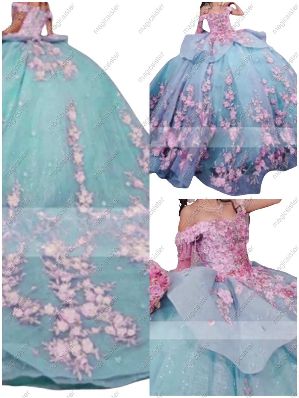 Beautiful Factory Wholesale 3D Flower Quinceanera Dress